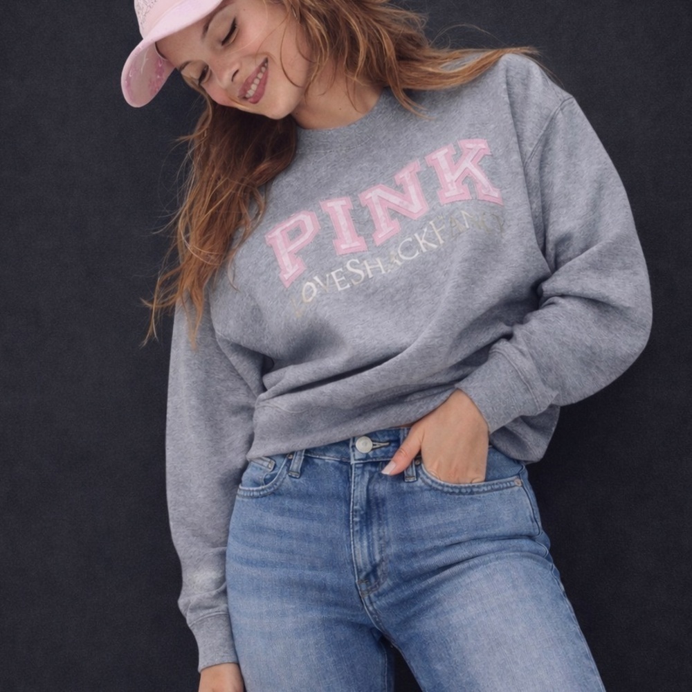 PINK Victoria's Secret X LoveShackFancy Limited Edition Gray Sweatshirt